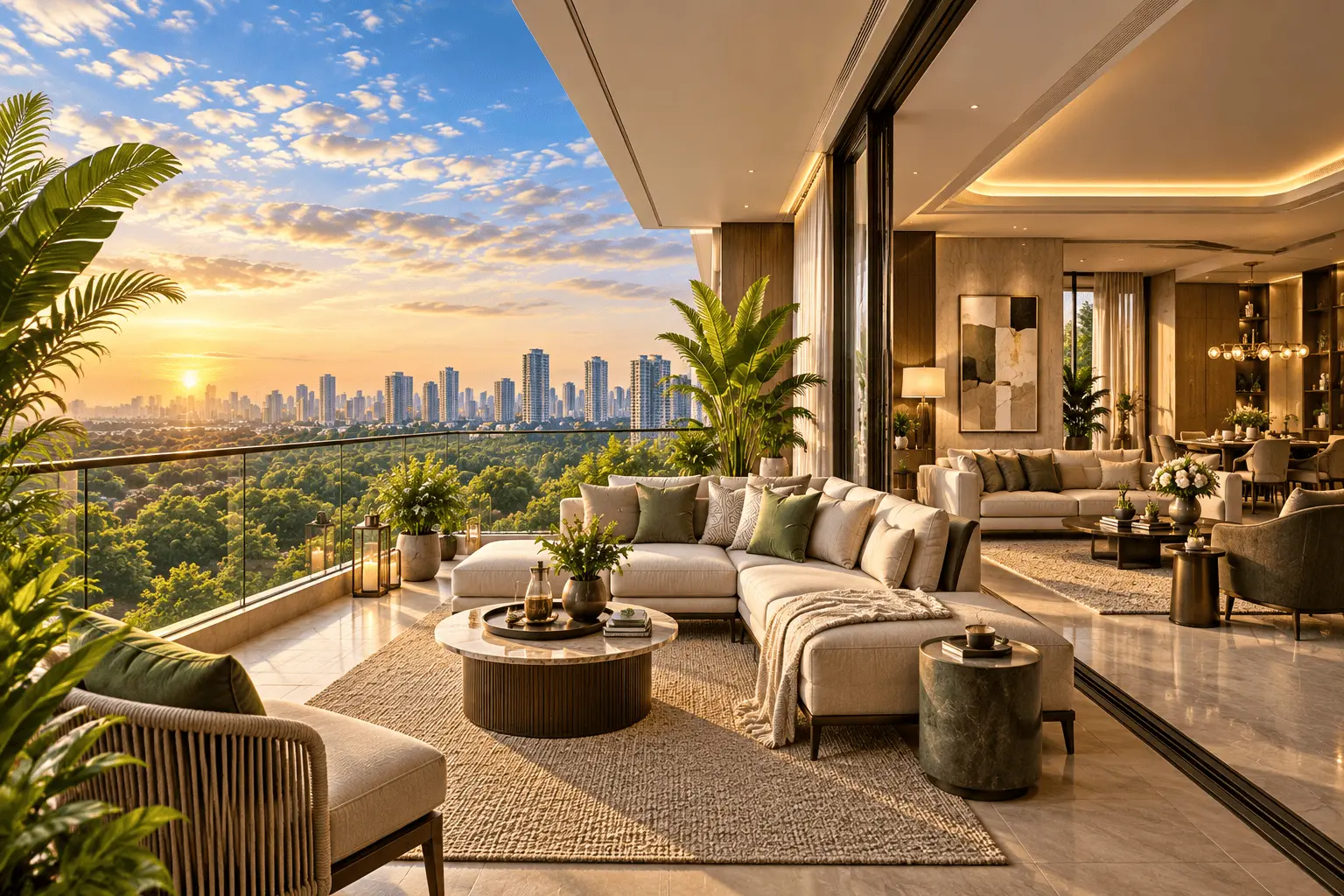DLF The Aureva Luxury Living Room and Balcony Sector 63 Gurgaon