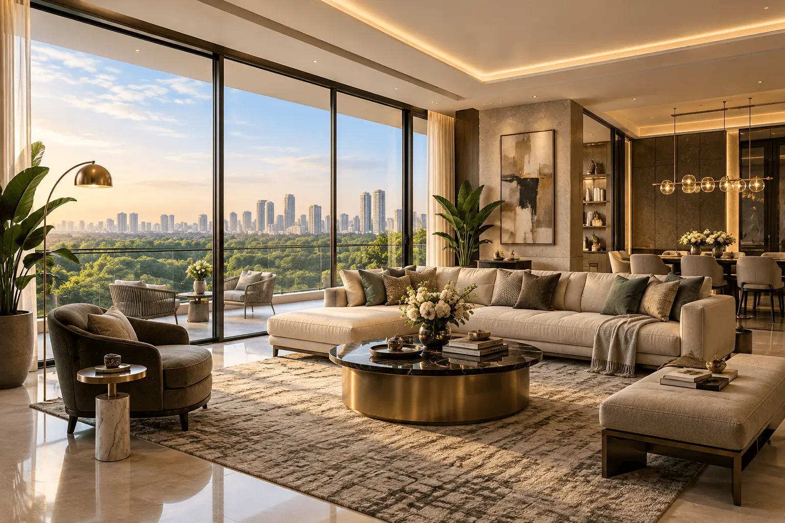 DLF The Aureva Premium Living Room Interior Sector 63 Gurgaon
