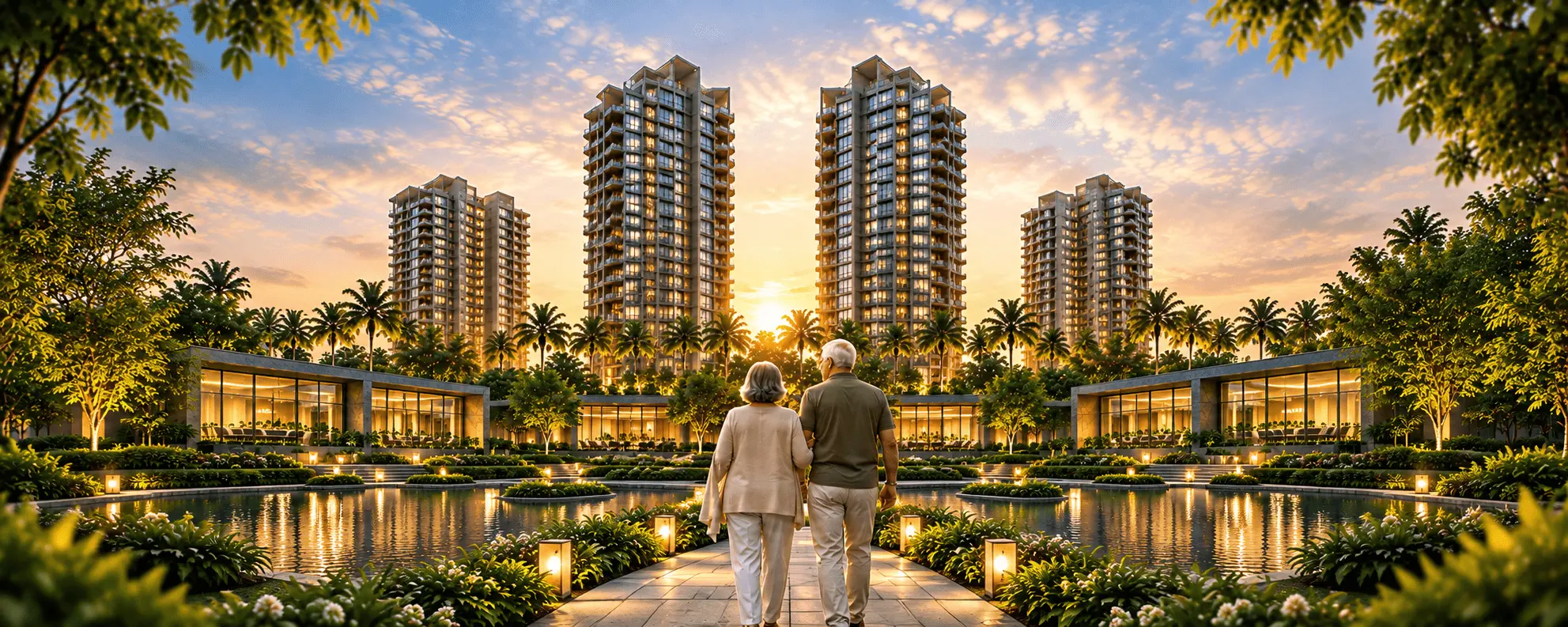 DLF The Aureva Residential Towers and Senior Living Landscape